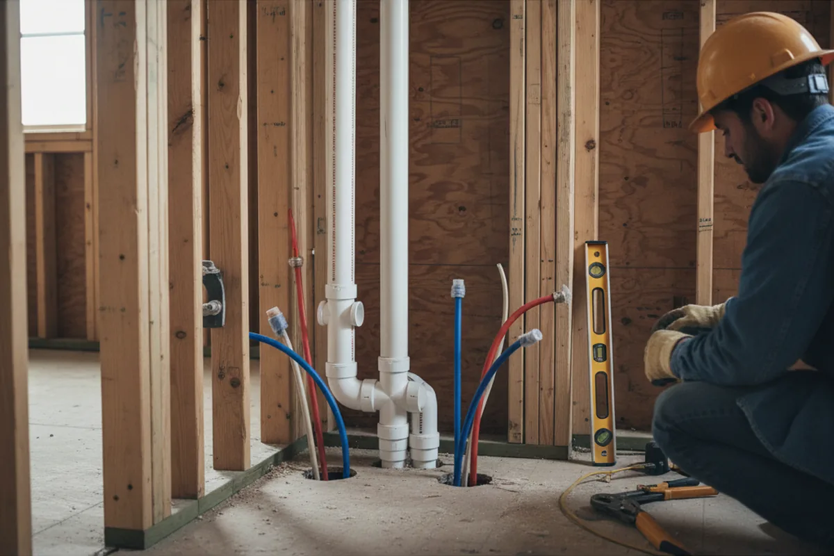 Drain and supply rough-in during Garbage Disposal Repair in Comptche