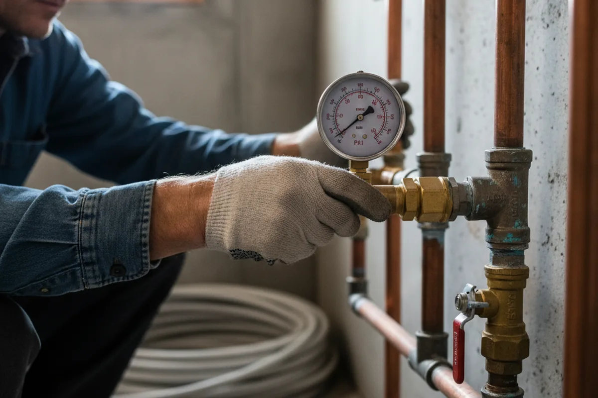 Pressure testing a repaired line during Water Line Repair in Comptche